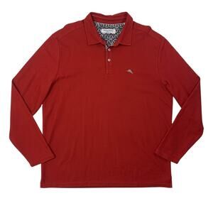 Tommy Bahama Polo Shirt Mens Extra Large Ruby Island Zone 5 O'Clock Long Sleeve